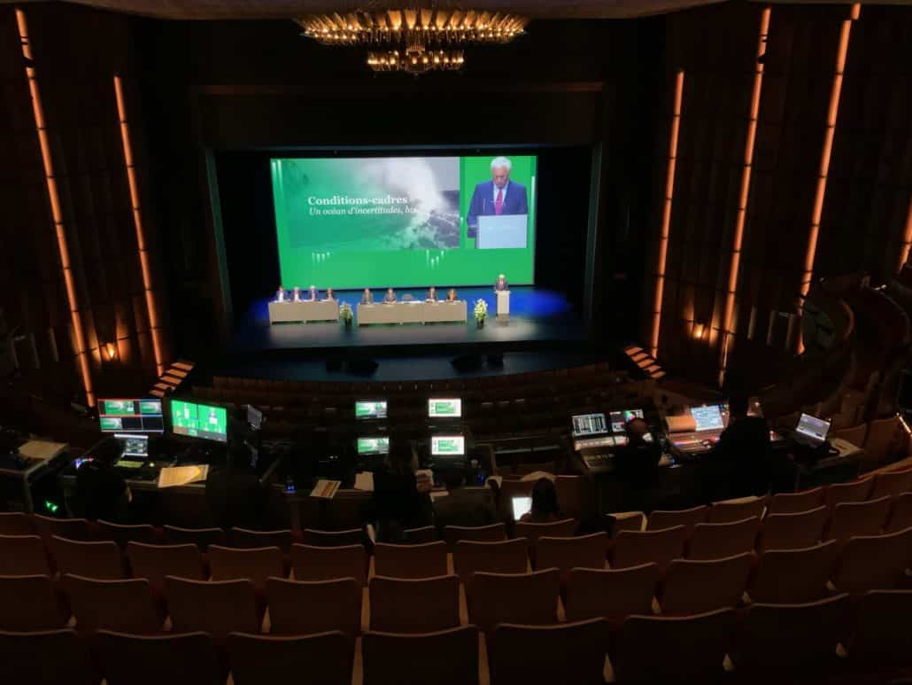 Diffusion des contenus vidéo lors d'une Assemblée Générale de la Vaudoise Assurances organisée à Lausanne.